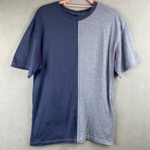 EPTM Men Split Panel T-Shirt Custom Dye Blue Gray Two Tone Streetwear USA M Read